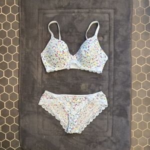 Adore Me Multicolor Floral Lace Bra and Panty Set